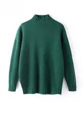 ハイネック厚手ウールニットトップス【ゆったりシルエット・秋冬用・無地】