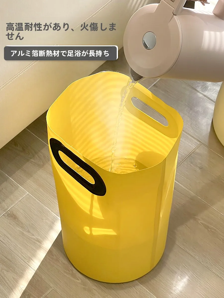 折りたたみ式ポータブル足湯バケツ：保温機能とアウトドアシーン での実用性