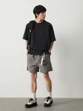 防水加工のシンプルデザインのショートパンツ【ウエストゴム・五分丈・アウトドア用】