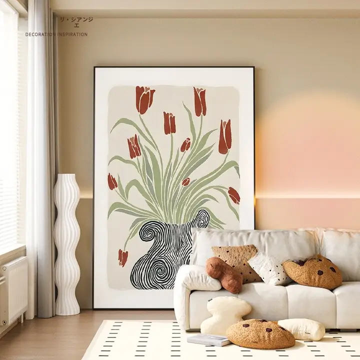 北欧風 植物花モチーフ 壁掛けアート【シンプルデザイン・縦型】