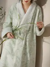 秋冬用フランネル製 レディースパジャマ【新中式・厚手・高級感あるデザイン】