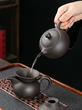 紫砂製 黒泥 西施茶壺と茶杯セット【家庭用・三才碗・香りを楽しむ】