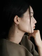 925純銀製 厚金メッキエナメルマッチ型ピアス【女性用・ロングデザイン】