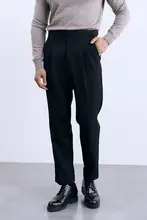 ビジネスカジュアル用 メンズストレートパンツ【撥水・ブラック・スリムフィット・イタリアンスタイル】