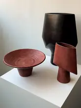 LIVETAI ジオメトリック抽象花瓶【モランディカラー・陶器製・家庭用・インテリア装飾】