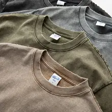 ヴィンテージ風 蜡染みルーズフィットTシャツ【クルーネック・半袖・カジュアル】