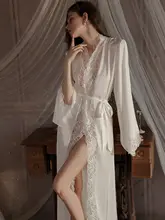 セクシーレースのローブ【アイスシルク・ロング・大きいサイズ・夏用】
