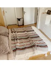 北欧風の夏用ニット毛布【オフィスでの昼寝やシングルショールとして最適】