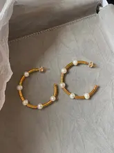 天然淡水パール ゴールドフープピアス【エレガントなデザイン・小ぶり・高級感】