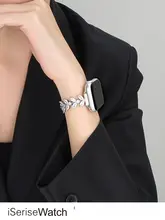 アップルウォッチ用メタルバンド【高級感あるダイヤモンド風ジルコニア・フィッシュテールデザイン・女性用・夏向け】（セットアップ対応）