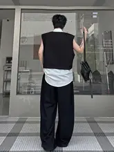夏用 バイカラー タンクトップとワイドパンツのコーディネート（セットアップ対応）