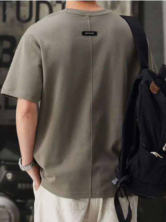春季新作 男性用 休暇スタイル ラウンドネック 半袖Tシャツ【カジュアルデザイン・色違いの切り替え】