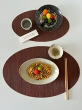 おしゃれな天然バンブー製楕円形ランチマット【家庭用・食卓用・茶器マット】