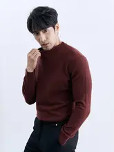 秋冬用 純羊毛ニット インナーシャツ【メンズ・高級感・赤色】
