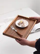 くるみ材の長方形ティートレー【高級感ある無垢材・家庭用・カフェ・レストラン向け】