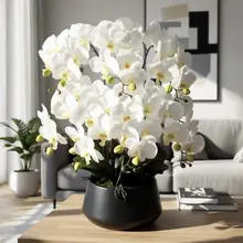 白色の陶器製胡蝶蘭造花【モダンインテリア・リビング用】