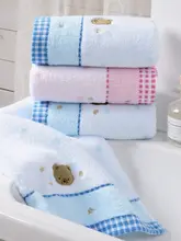 可愛いクマデザインの綿製バスタオルとフェイスタオル【極上の柔らかさ・吸水性抜群】（セットアップ対応）
