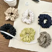 光沢感のあるサテン製ヘアゴム【シンプル無地・高弾力・フリルデザイン】（セットアップ対応）