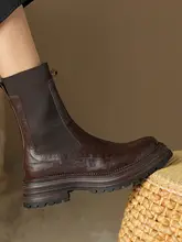 真皮マーチンブーツ【秋冬用・中筒・厚底・英国風・ショートブーツ】