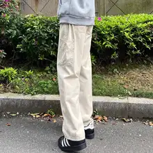 カキ色のワークパンツ【ストレートフィット・カジュアル・メンズ】