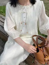 新中式プリント長袖シャツ【天絲・夏用】＆スカート（セットアップ対応）