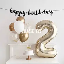 白金色の数付きアルミ風船【誕生日パーティー装飾・写真背景用】