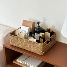 手作り編み長方形収納ボックス【デスクトップ用・便利な小物入れ】