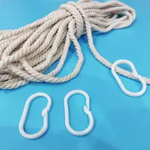 浴室用フック付きC型活扣リングロープ【浴帘用・耐久性ある麻ひも】