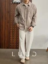 カジュアルシャツ メンズ 長袖 コットン100% 無地 シンプル きれいめ 上品 秋物 「LUUD」