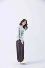レモンイラストの花柄長袖Tシャツ【女の子用・春秋・スリットデザイン】（セットアップ対応）