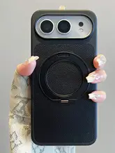 高級感あふれる紫色ライチ皮風スマートフォンケース【全包タイプ・360度回転スタンド・防摔対応・カップル用】