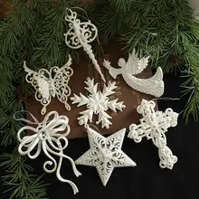 白色の異形飾り 金粉の天使の翼の掛け飾り【クリスマスツリー用・装飾品】
