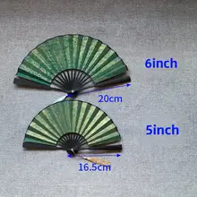 墨緑色の蜡染おり扇子【彩色・洒金・空白デザイン】