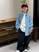 男児用デニムシャツ【秋用・高級感・ジャケット風】（セットアップ対応）