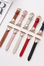 Apple Watch 用バンド レディース レザー ツイード風 クローバーモチーフ 上品 おしゃれ 夏「iserisewatch」