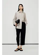 真 silk製ストライプルーズフィット UVカットシャツ