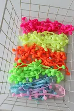 コットンタイム 虹色ポンポンレース【蛍光色・DIY用服飾パーツ】