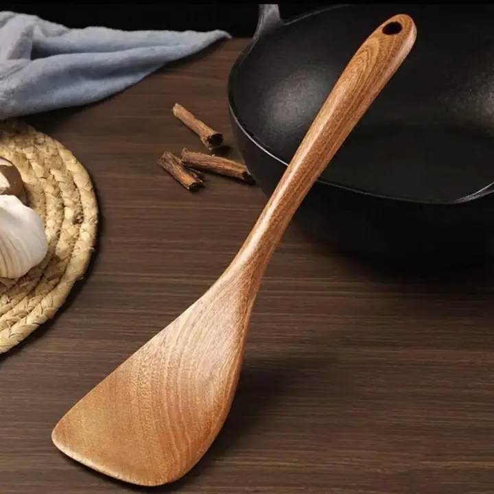 長柄ウダン木製曲がりヘラ【調理用・家用・フライパン対応】