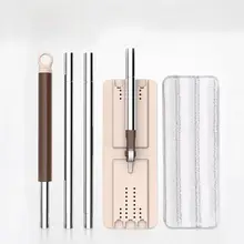 自動水切り機能付きフラットモップハンドル【手洗い不要・家用・替えモップヘッド対応】