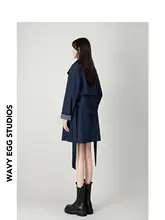 春用カラーブロックチェックトレンチコート【ロング丈・レディース】