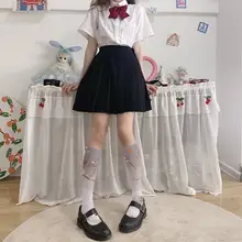 春秋用の印花ニーハイソックス【可愛いアニメデザイン・白色・白鹅绒素材】