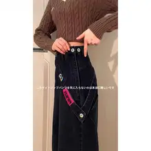 サイドジッパーデザインのワイドレッグデニムパンツ【グラデーションブラックグレー・ハイウエスト・ストレートスタイル】