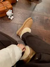 加绒羊皮毛 冬用 厚底ローカットブーツ【女性用・スノーブーツ・温かい】
