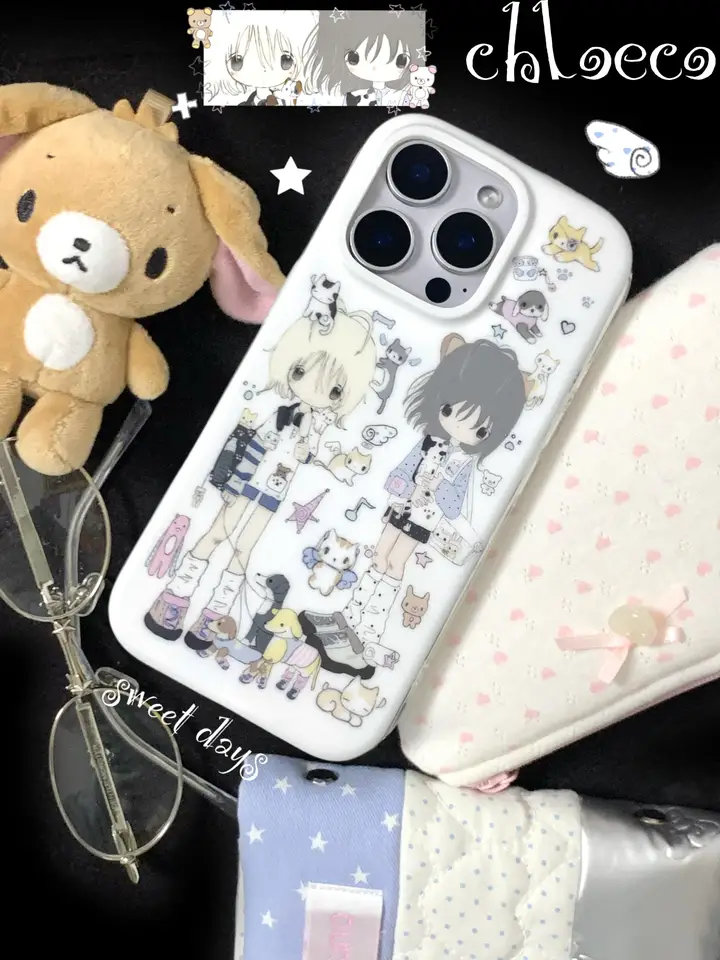 可愛い猫犬デザインのソフトケース 【昭和風・コミックスタイル・iPhone用】