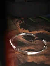 竹節デザインのシルバー925ブレスレット【カップル用・オープンタイプ・誕生日ギフト】