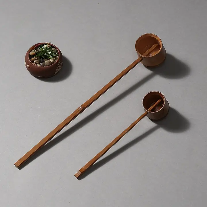 天然竹製の長柄水勺【中式復古デザイン・茶道用】