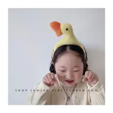 かわいい白鹅绒の大白鹅デザイン子供用ヘアバンド【動物モチーフ・ふわふわ】