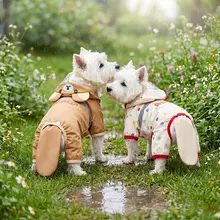 小型犬用レインコート【防水・クマ型・お出かけ用】