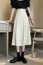 高腰のAラインスカート【黒・夏用・軽やかなドレープ・フレアデザイン】