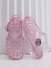 サイズ大きめの子供用ジェリーサンダル【クリスタル風・女児用・包頭ローマ風・防水・防滑・柔らかいソール】（セットアップ対応）